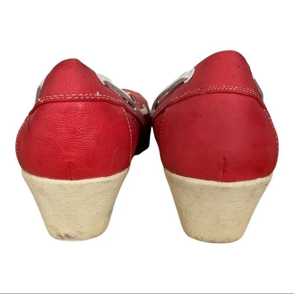 Traditions Nantucket nautical wedge shoes red. 6 - Picture 4 of 6